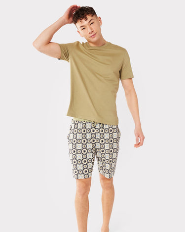 Men's Jersey Teal T-shirt & Sun/Moon Tile Print Shorts Set